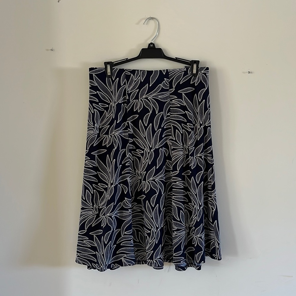 Printed Navy Blue Midi Skirt